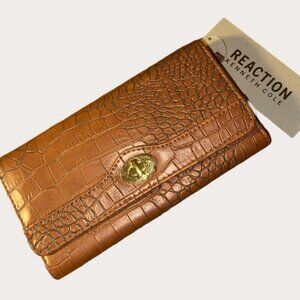 NWT Kenneth Cole Reaction Wallet~ Faux Croc Vegan Leather~ Large Wallet (D23)